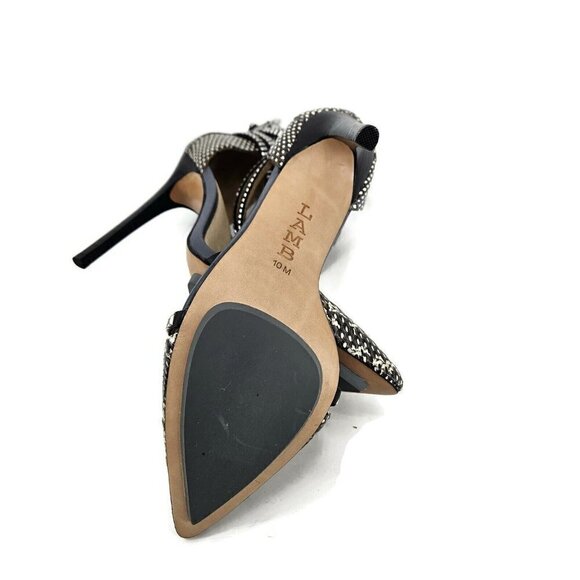 New LAMB Fernley Snakeprint Stilettos Womens 10 Leather Heels L.A.M.B. Black - Picture 9 of 9